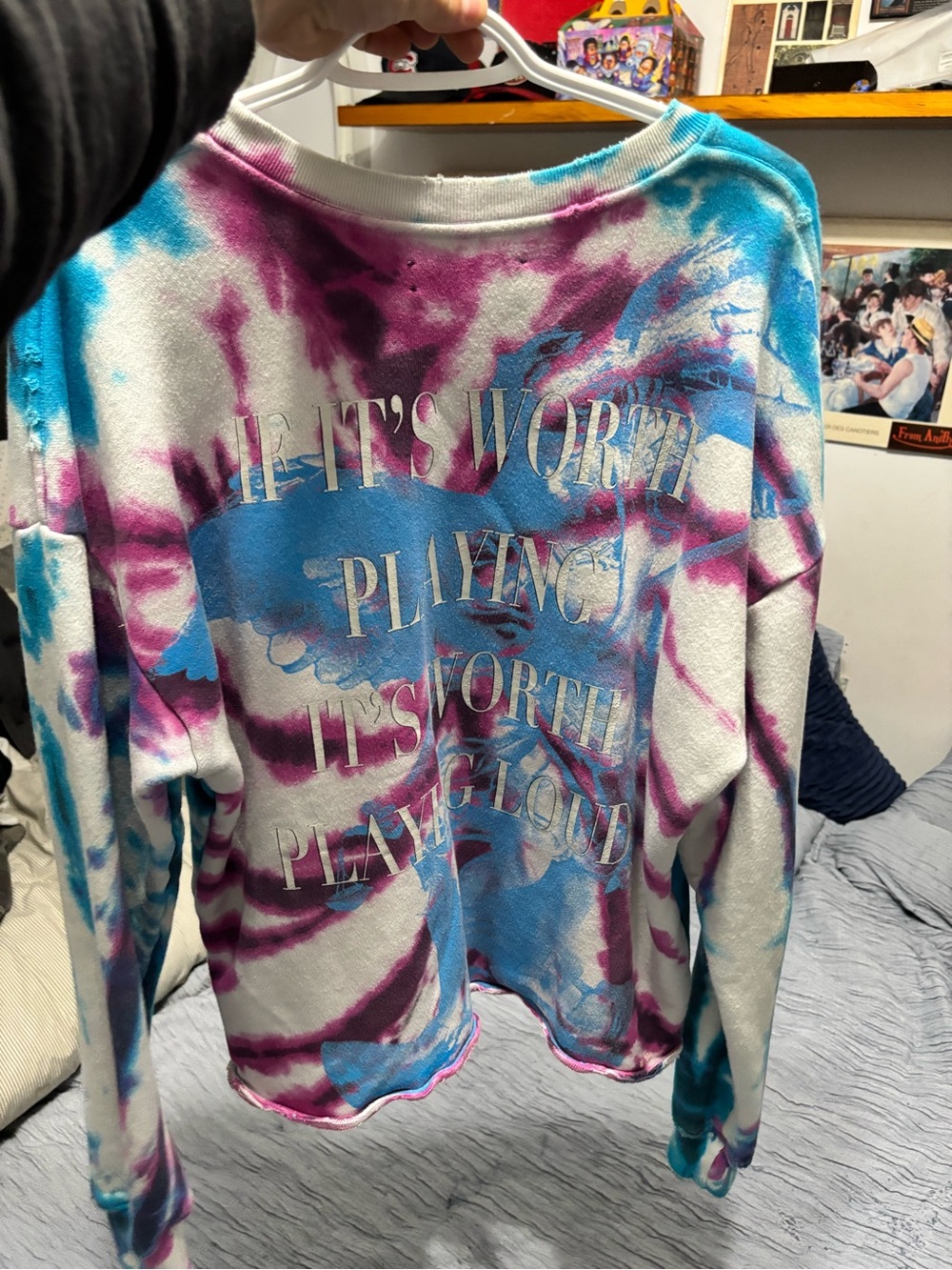 AMIRI Tie-Dye Crewneck Sweatshirt - Teal & Magenta - Picture 3 of 4
